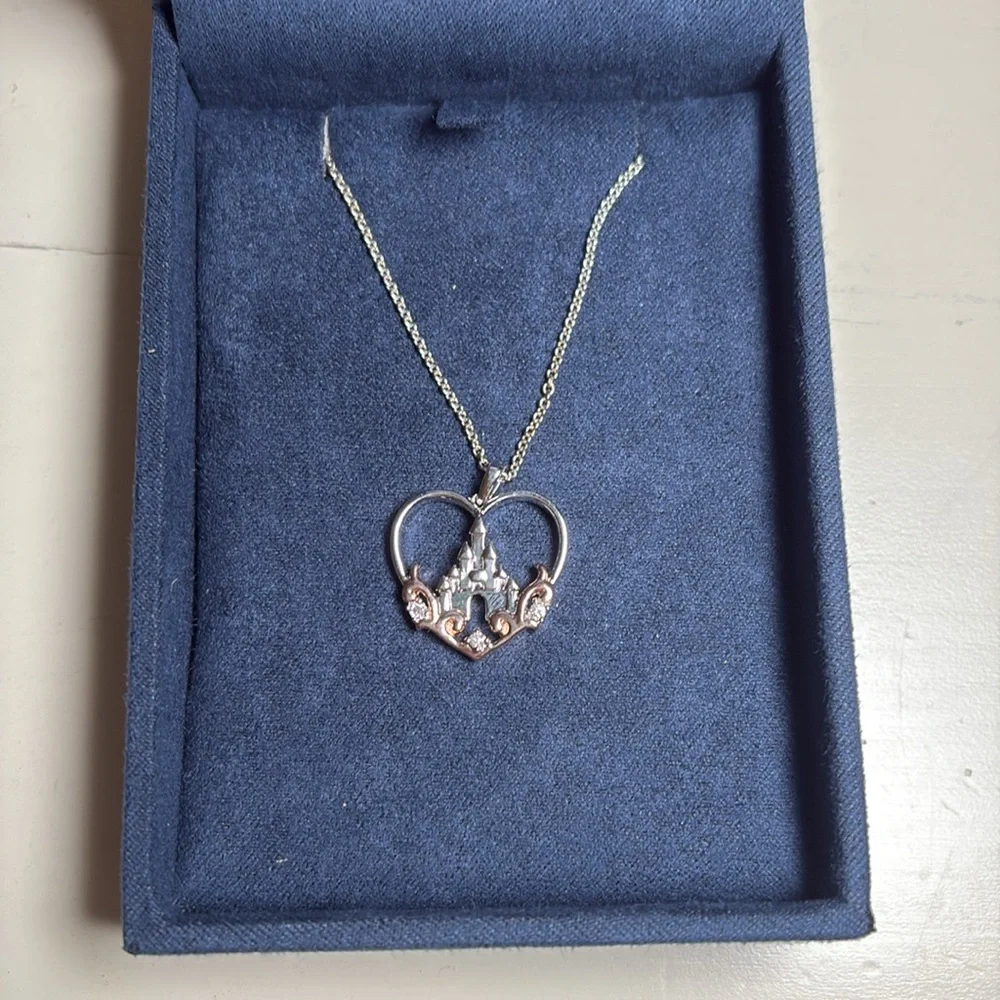 Enchanted Disney Fine Jewelry Diamond Majestic Princess Castle Pendant Necklace - Picture 2 of 6